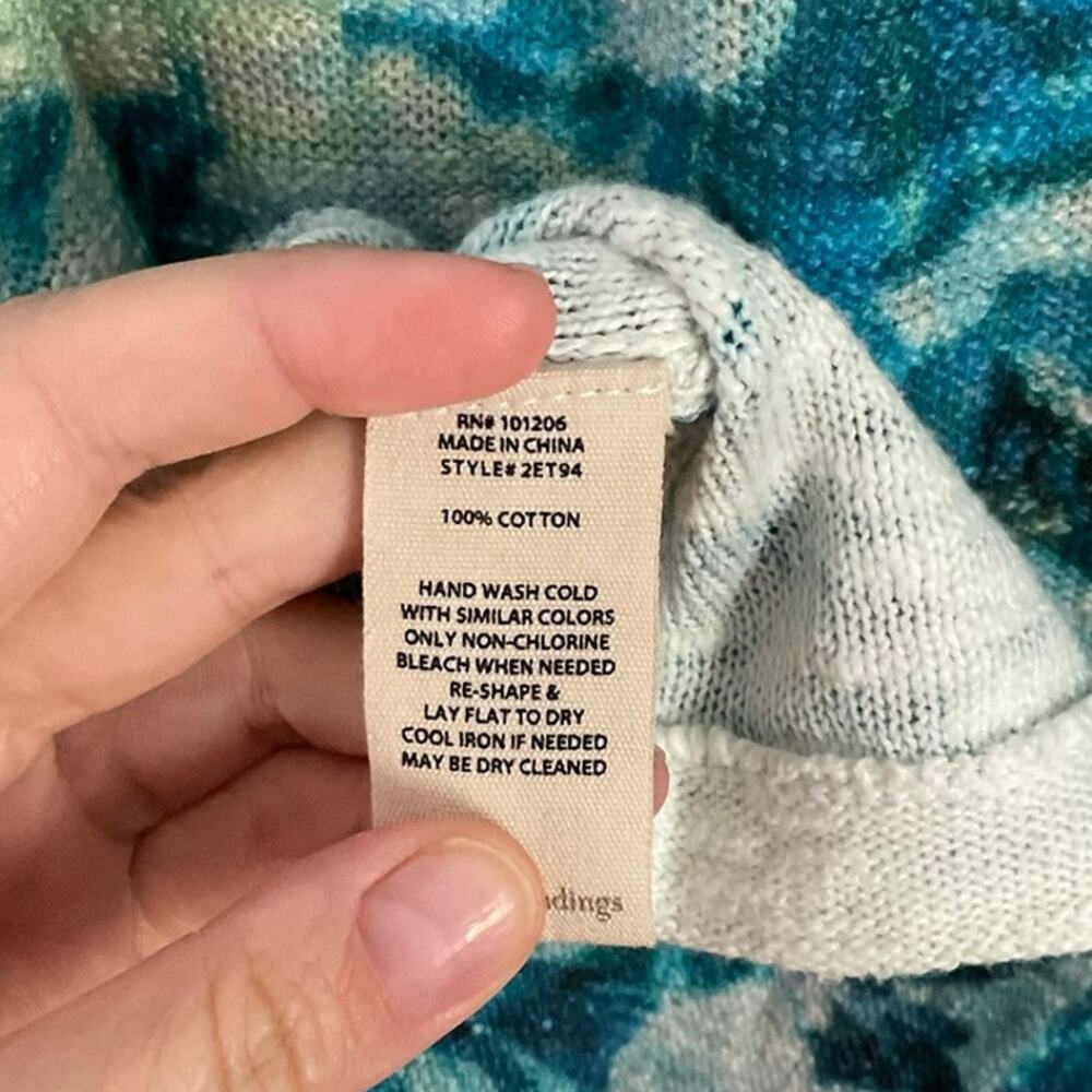 Soft Surroundings Sweater Blue Floral Pullover Tunic Long Sleeve Womens Large - Picture 8 of 8